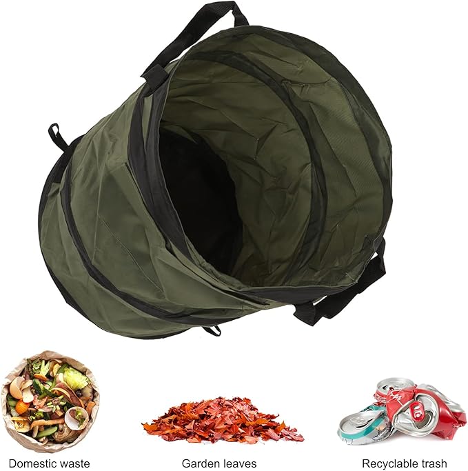 Collapsible Camping Trash Can 37.8L Portable Folding Garbage Bin with Bottom Handle Oxford Cloth Outdoor Trash Can for Car Picnic BBQ Road Trip Garden