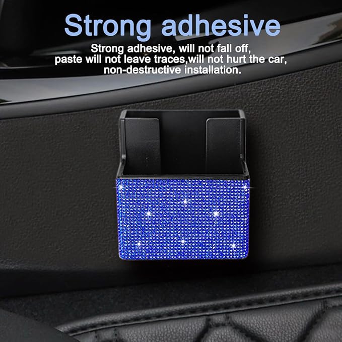 Bling Car Seat Side Organizer, Crystal Rhinestone Vehicle Storage Bag Holder for Pen Phone Document, Diamond Sparkling Automotive Organization Box Accessories, Universal Fit (Multicolor)