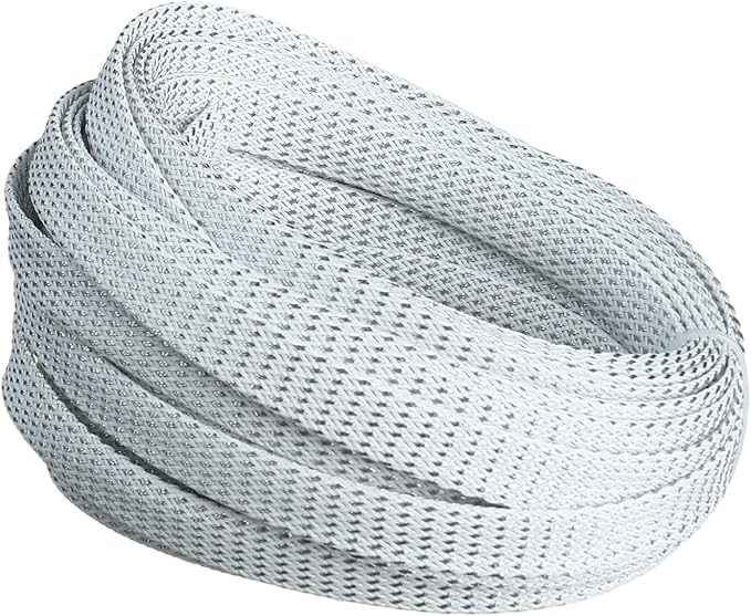 Aicosineg 32.8ft PET Flexible Braided Cable Sleeve 0.47inch Width Wire Loom Sleeving and Organizer Flexible Wire Mesh Sleeve for TV Audio PC Cords from Pets Chewing Silver