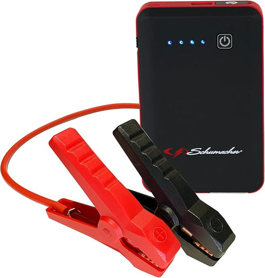 Schumacher Electric 800 Peak Amp 12V Portable Lithium Car Battery Jump Starter & Power Pack - Lithium Ion Jump Box - with USB Charging & LED Emergency Light - SL1638