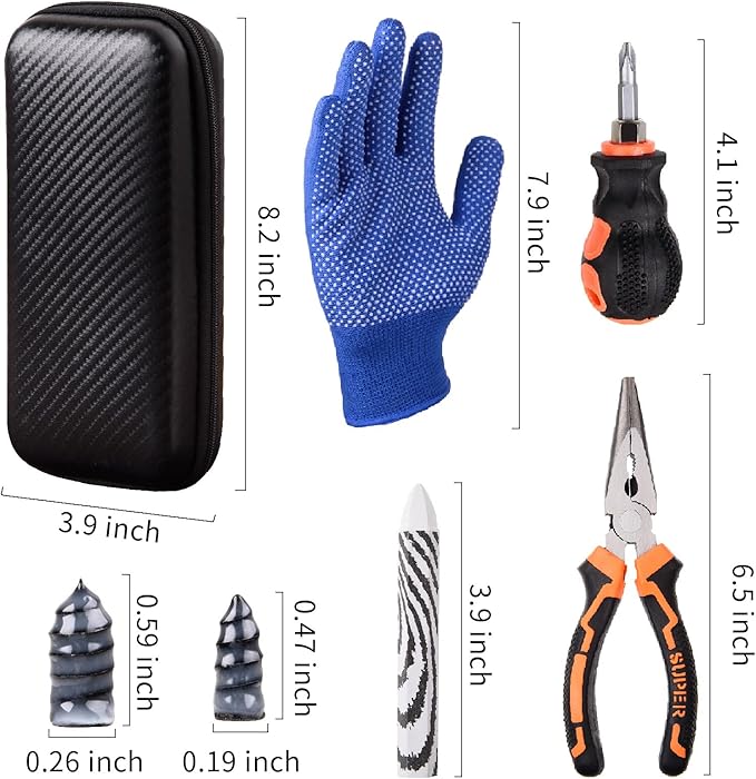 100PCS tire Screw Plug Repair kit – No Tire Removal Needed, tire sidewall Repair kit, Patch Plug Tools & Portable Storage Bag – Quick Flat Tire Fix for Car, Truck, Motorcycle & SUV