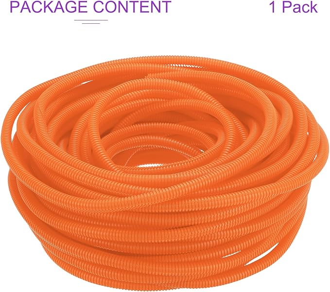 DMiotech 100ft Wire Loom Split Tubing 3/8 Inch(9.5mm) ID, Cord Protectors from Pet Flexible Conduit Cable Management for Office Home Garden, Orange