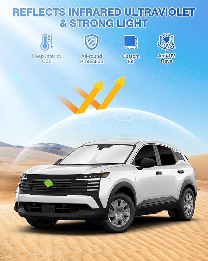Canvcle Sunshades for 2025 2026 Nissan Kicks Accessories Windshield Sun Shade Side Rear Window Shade Cover Sun Visor Shield Privacy Protection for Camping Keep Vehicle Cool Black 7PCS