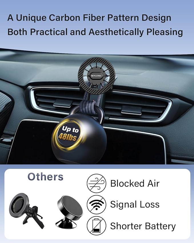 Car Phone Holder for Toyota Tundra 2007 2008-2013/Sequoia 2008-2012 2013 2014 2015 2016 2017 Accessories Automobile Cradles Magnetic Phone Mount Compatible with MagSafe, Strong Magnets Cell Phone Base