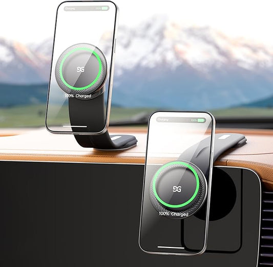 GUSGU Mount3 Magnetic Car Phone Holder Charger, 15W Fast Charging for Magsafe Car Mount Charger, Universal for All Car Models, Compatible with iPhone 16/15/14/13/12 and All Other Phone Models.