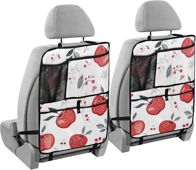Red Apples 1 Pack Backseat Car Organizer with Storage Pockets Seat Back Organizers for Kids Kick Mats Backseat Protector Automotive