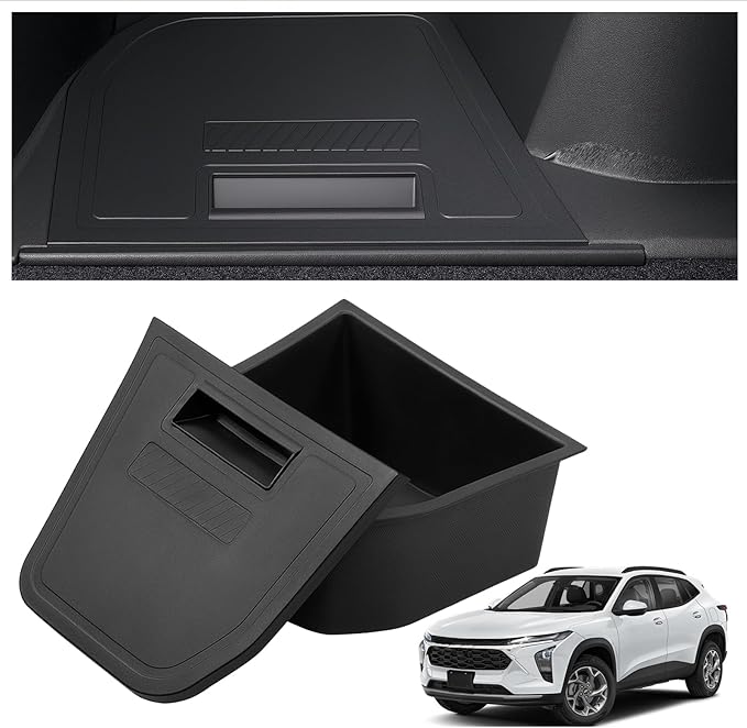 MIKKUPPA Trunk Organizer with Lid - Replacement for 2024 2025 Chevy Chevrolet Trax Accessories, ABS & TPE Waterproof Rear Trunk Side Storage Bin (Left Side)