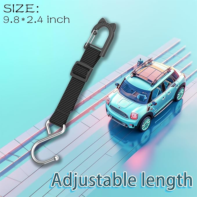Purse Hook for Car, Safe Flat S-Shape Headrest Hooks for Car, 100 LBS Heavy Duty Car Seat Hooks, Multi-Use Car Bag Hooks & Sports Fence Hook for Bags (2 Pack)