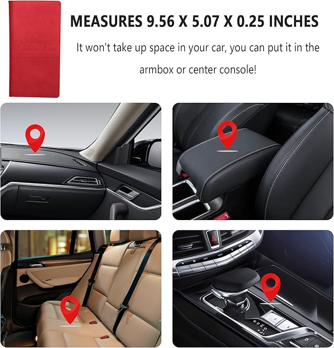 Car Registration and Insurance Holder,PU Leather Car Glove Box Organizer Car Document Holder for ID,Driver's License,Universal Car Organizer Car Accessories for Women/Men (Red)