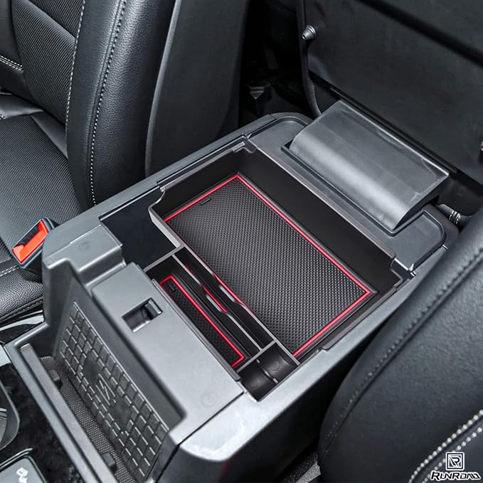 RUNROAD Upgrade Center Console Organizer Tray Compatible with Ford Explorer 2026 2025 2024 2023 2022 2021 2020 Accessories, ABS Armrest Tray Console Dividers Secondary Storage Box Container, Red