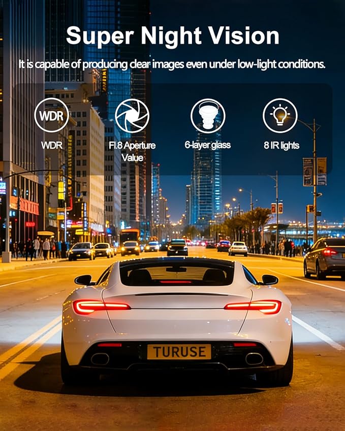 4 Channel Dash Cam, 360° View 3K Front +1080P x3 Left & Right, Dash Camera for Cars,8 IR Lamps Night Vision,Voice Control,WiFi & APP Control,G-Sensor,Parking Mode, with a Free 64GB SD Card
