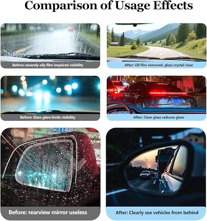 Glass Cleaner Glass Oil Film Cleaner for Car, Windshield Cleaner Tool for Automotive Windshield, Window, Mirror, Improve Windshield Clarity and Visibility for Safe Driving (1)