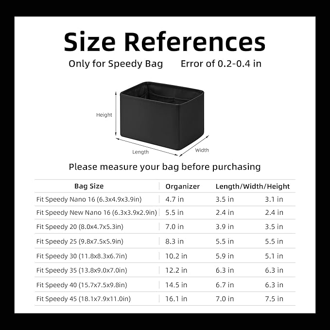 DGAZ Silk Purse Organizer Insert Fits LV Speedy 16/20/25/30/35/45 bags，Silky Smooth Bag Organizer，Luxury Handbag & Tote Shaper（Black，SP45）