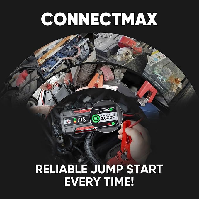 LOKITHOR J400 2000A Portable Jump Starter, 12V Lithium Battery Booster with ConnectMax Tech, Smart Digital Display, Car Jumper Box for Up to 8.0L Gas & 6.0L Diesel Engines