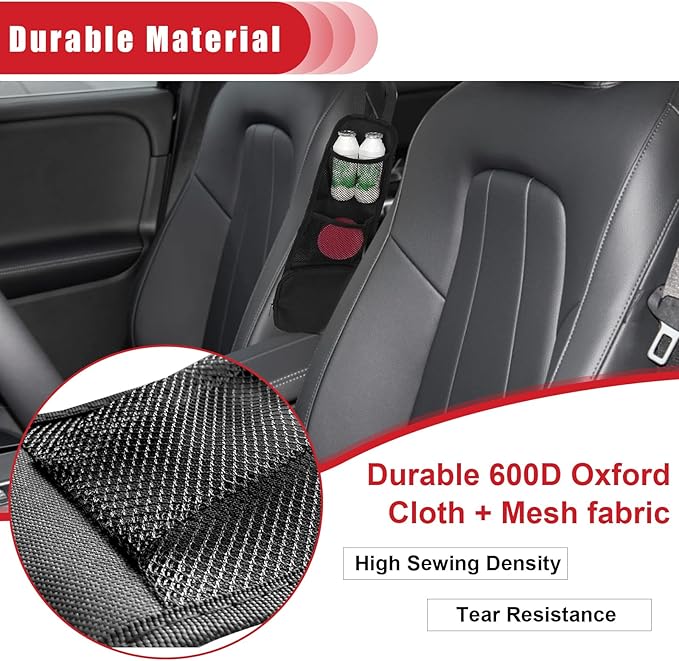 QUICTO Car Seat Storage Hanging Bag, Multi-Pocket Seat Side Organizer, Car Multifunctional Storage Mesh Net Pocket, Can Hold Mobile Phone, Wallet, Glasses, Suitable for Cars, SUVs, Trucks