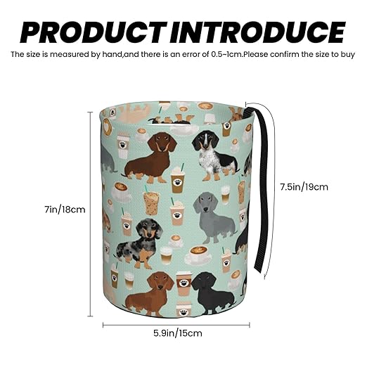 Cute Colored Coffee Dachshund Car Trash Can Leak Proof Hanging Waterproof Garbage Can Multipurpose Trash Bin for Car SUV Front Seat Headrest Collapsible and Portable Storage Pocket