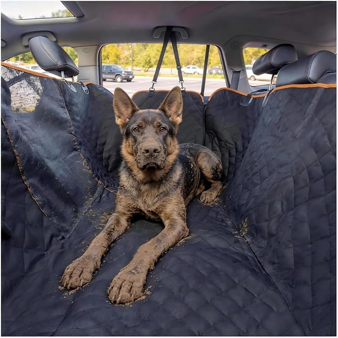 iBuddy Dog Seat Cover for Pickup Trucks, 900D Heavy Duty Truck Back Seat Cover for Dogs, Waterproof & Non-Slip Pet Car Seat Cover, Fits Ford F150 F250 Ram 1500 GMC Sierra Chevy Silverado Crew Cab