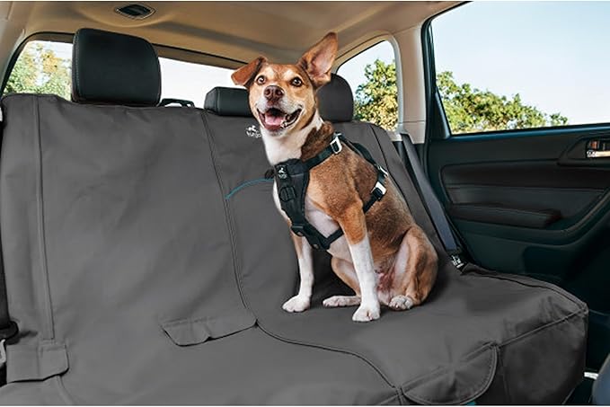 Kurgo Wander Bench Seat Cover, Dog Car Seat Protector, Waterproof & Stain-Resistant, Secure Fit, Charcoal Grey