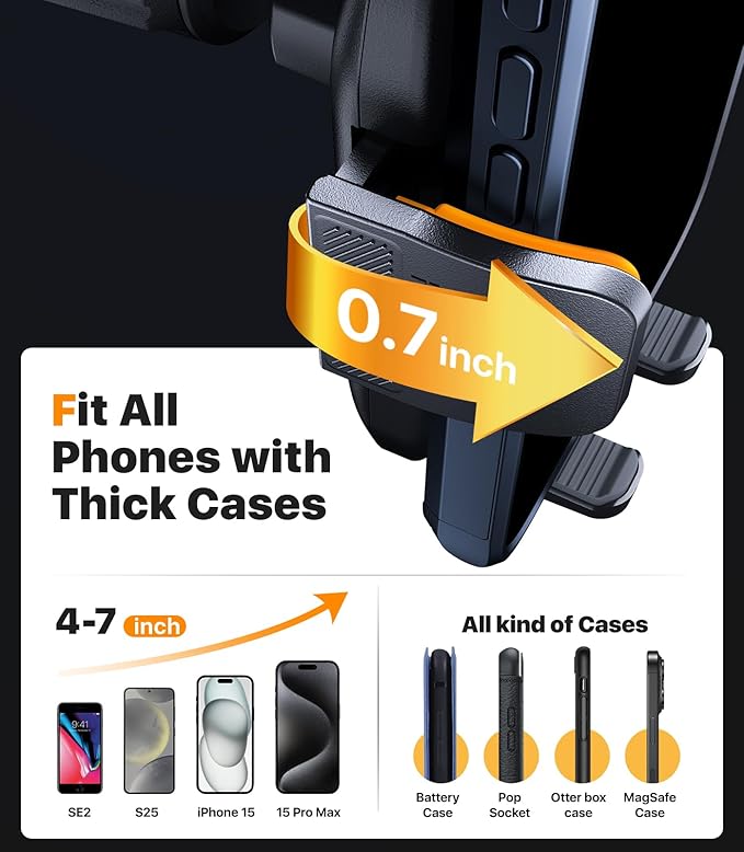 hitolza Ultra Stable Phone Holders for Your Car [Powerful & 360 Adjustable Suction Cup] Universal Car Phone Holder Mount Long Arm Flexible Car Mount for Dashboard Windshield Air Vent All Phone Case