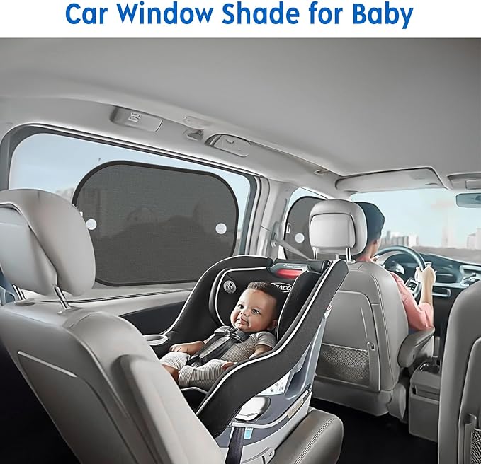 Car Shades for Side Windows 19"x12"(4 Pack),Sun Shade for Car Window with 8 Suction Cups,Window Shades Can Blocks 99.98% UVR,Window Shade for Baby,Glare Shield Protection
