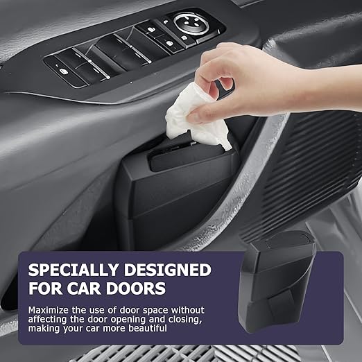 LUWU Car Trash Can Compatible With Toyota Prius/Prius Prime 2023-2025 - Interior Accessory With Lid, Portable Mini Dustbin, Leak-Proof Garbage Bin (Left)