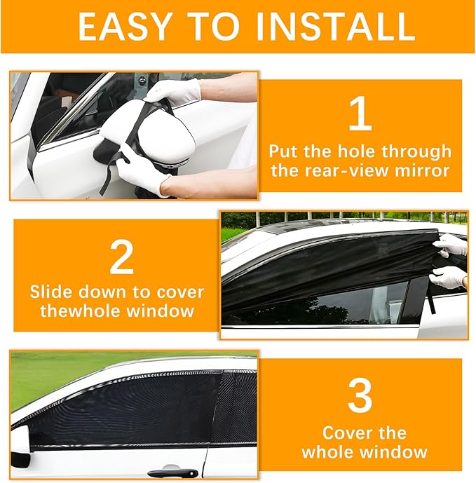 2 Pack Front Car Window Covers Car Window Shades Car Side Window Sun Shades, UV Protection Breathable Spandex Window Covers, Universal Fit Most (99%) of Cars(Medium 42.5"x18.8")