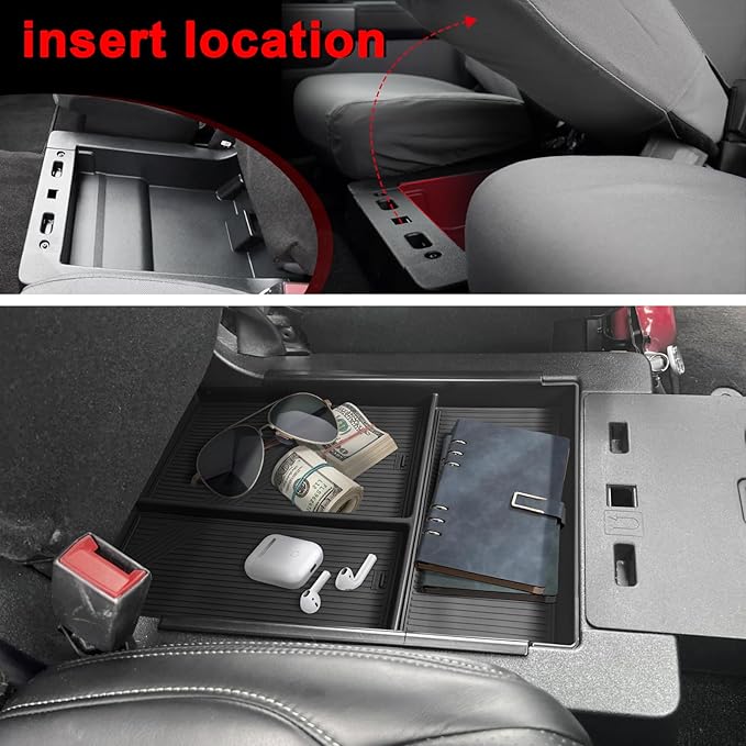 Muslogy Jump Seat Center Console Organizer Compatible with Ford F150 2021-2025 2026 Accessories Storage Insert Box Console Armrest Divider(Jump Seat ONLY) - Lower Organizer