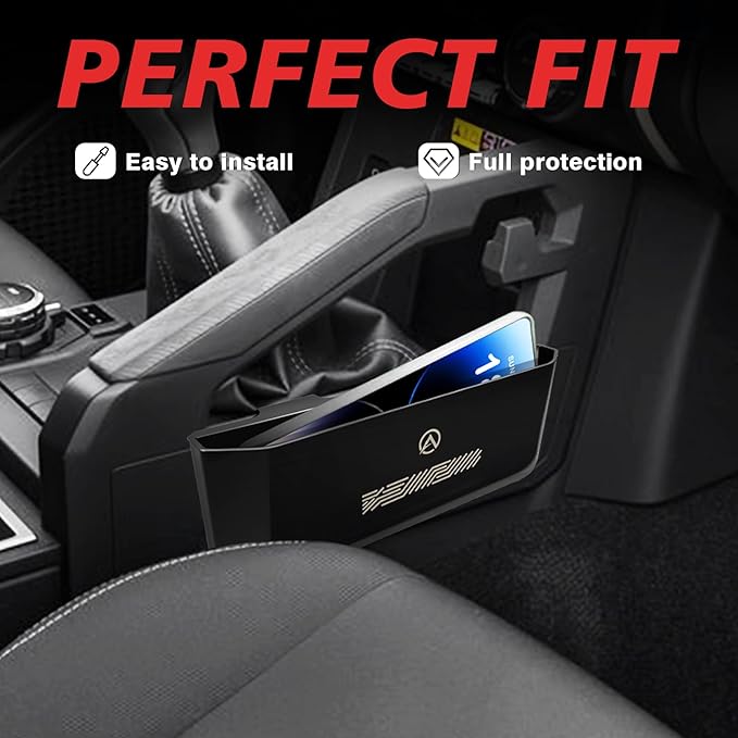 Muslogy Center Console Organizer Compatible with 2024 2025 2026 Toyota Tacoma & 2025 2026 4Runner Accessories Middle Console Hanging Storage Box Passenger Side Phone Pocket with Anti-Slip Mat(B Style)