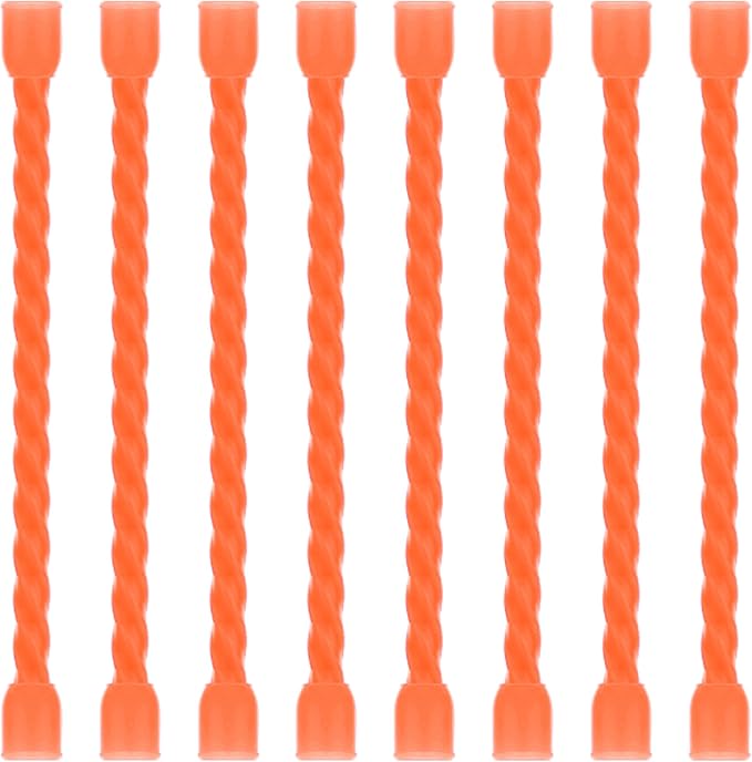 TRIPLE DEER 8Pcs 3-Inch Silicone Cable Ties Colorful Reusable Steel-Core Silicone Twist Gear Tie Straps for Bundling and Organizing, Bendable Holder Strap for Indoor and Out All Purpose, Orange