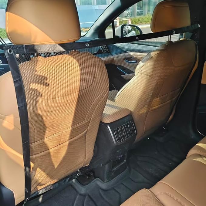 YoRise Car Dog Barrier Net, Multifunctional Automotive Pet Protection Net Barrier with Adjusting Rope & Hook, Universal Vehicle Backseat Mesh Safety Divider for Car, SUV, Pickup(L)
