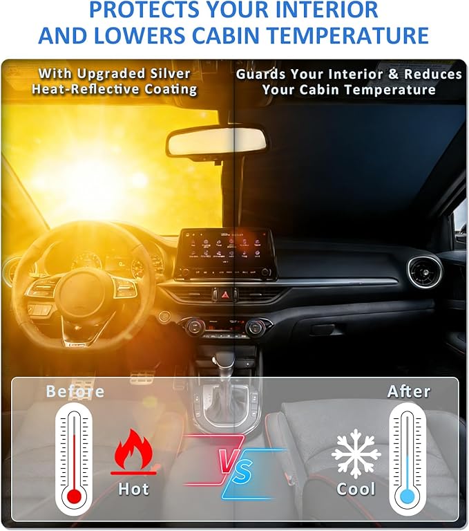 Windshield Sun Shade for Toyota 4Runner 2010-2025 Accessories, Car Front Window Sun Visor & Heat Shield | 240T Sunshade Protection Blocks UV Rays Keep Your Car Cooler