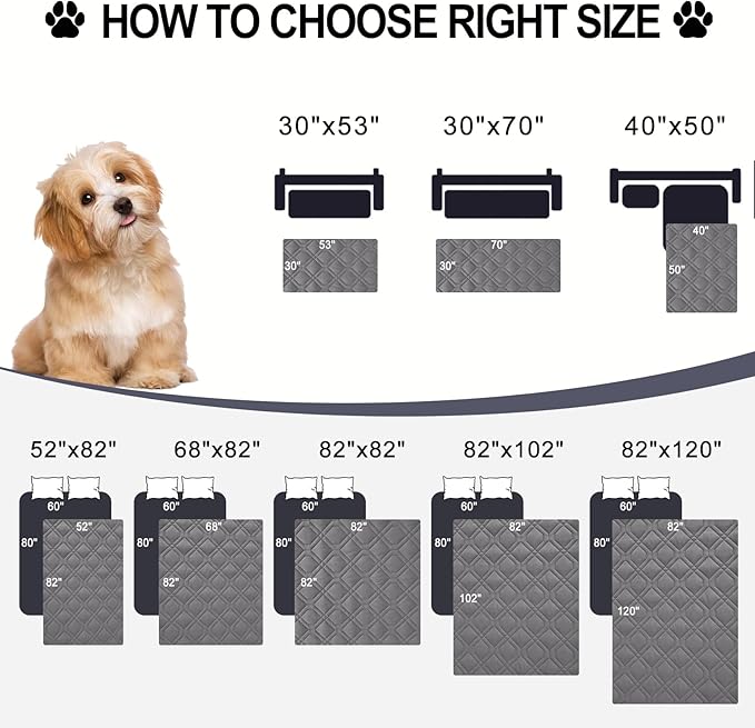 Smiry Reversible Waterproof Couch Covers for Sofa, Washable Dogs Pet Couch Covers for 3 Cushion Sofa Pet Friendly, Water Resistant Furniture Protector Slipcover, Geometric (40"x50", Grey/Dark Grey)