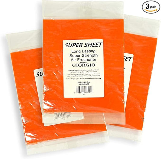 Super Sheet Large (8"x7") Under Seat Car Air Freshener, 3-PACK (Giorgio)