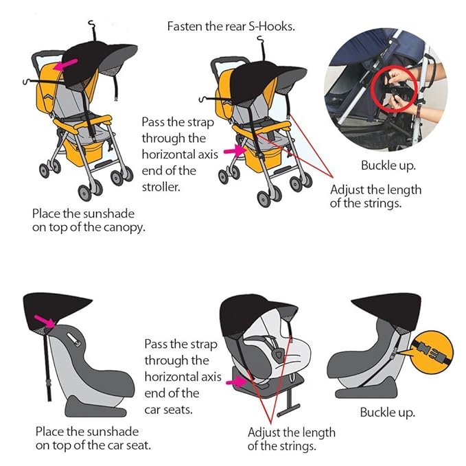Manito Sun Shade for Strollers and Car Seats (Purple) UPF 50+