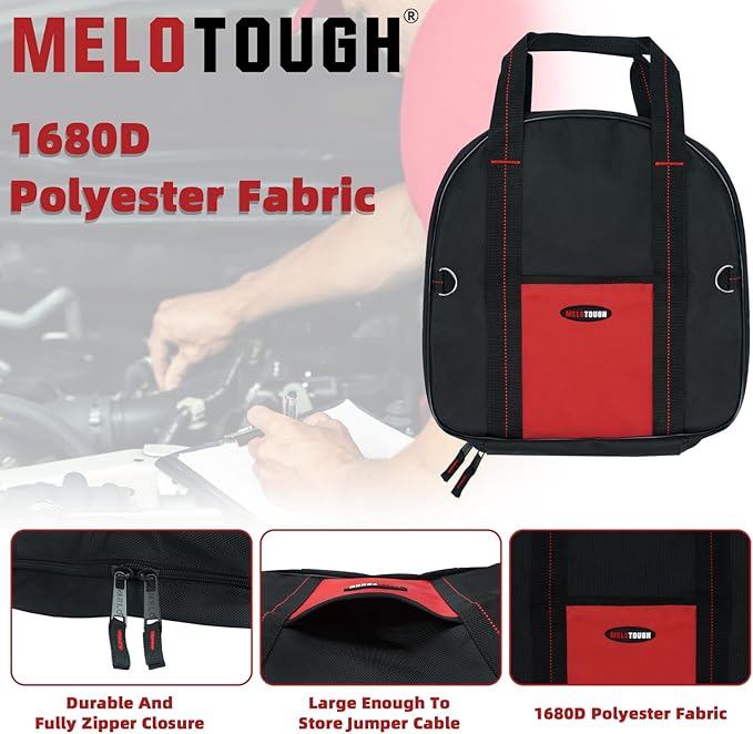 MELOTOUGH Jumper Cable Bag,14 inch Tools Cable Bag,Tools Cable Bag for Jumper Cable,EV Charging Cables,Cords and Hoses，Christmas Gifts for Men