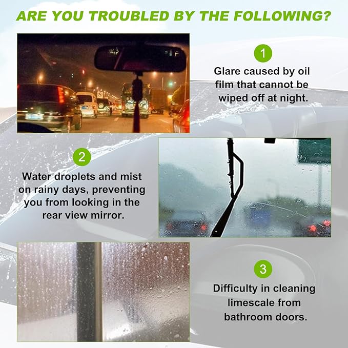 Oil-Free Car Glass Brushes,New 2.0 Clearvision Glass Cleaner,Glass Coating Board for Windshield,Prevents Rain and Fog Clearvision Car windshield cleaner tool(2PCS+Wipe)