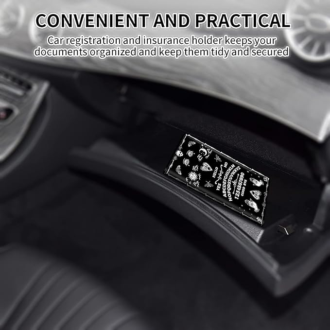 Car Registration and Insurance Card Holder, Premium Leather Vehicle Wallet Cover for Glove Box Car Organizer Drivers License/Cards/ID - Essentials Document Holder, Spirit Ouija Board
