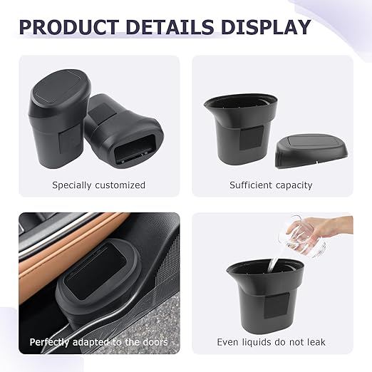 LUWU Car Trash Can Compatible with 2022-2025 Toyota Crown - Interior Accessory with Lid, Portable Mini Dustbin, Leak-Proof Garbage Bin 2PCS