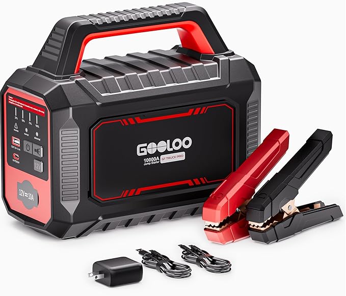 GOOLOO GT Truck PRO 10000A Jump Starter with 65W Fast Charge, 64000mAh Portable Car Battery Booster Power Pack (for All Gas All Diesel), 12V Jump Box with LED Light, Thickened Jumper Cable
