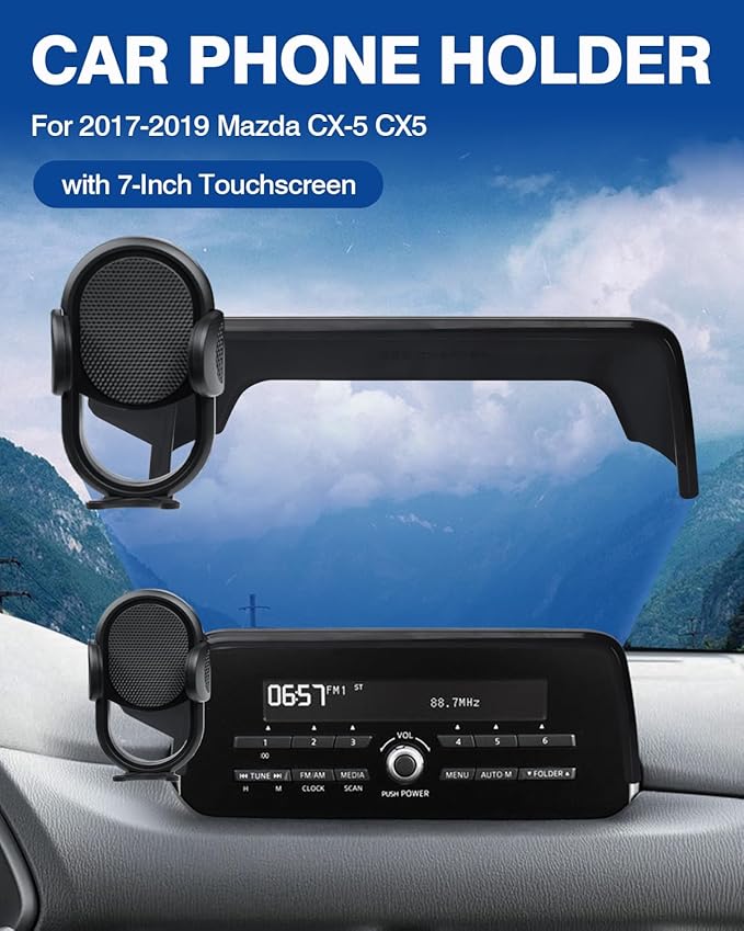 Autorder Car Phone Holder for 2017-2020 Mazda CX-5 CX5 Accessories Phone Mount 7-Inch Screen Cell Phone Automobile Cradles Hands-Free 360 Degree Rotation