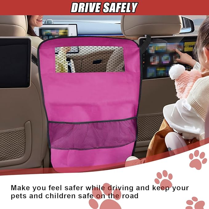 Dog Car Net Barrier Between Seats - Pet Barrier Vehicle Travel Dog Fence with Mesh Window for Safe Driving - Vehicle Divider Car Backseat Barrier Storage Bag for SUVs and Trucks (Purple)