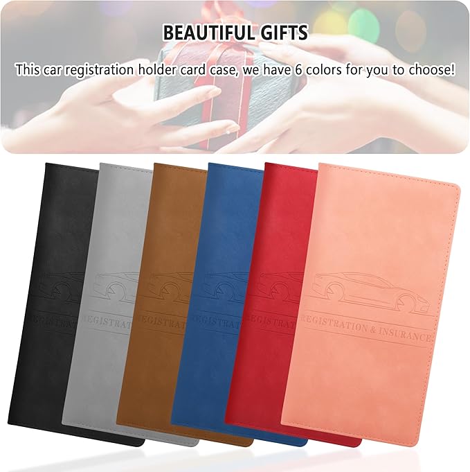 Car Registration and Insurance Holder,PU Leather Car Glove Box Organizer Car Document Holder for ID,Driver's License,Universal Car Organizer Car Accessories for Women/Men (Red)