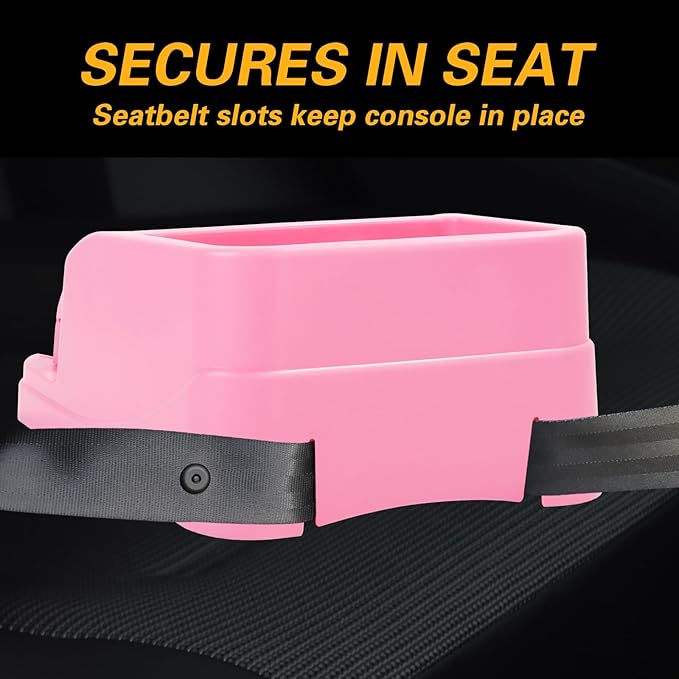 Center Console Organizer,Automotive Consoles Organizers and Storage with 2 Adjustable Cup Holders,Back Bench and Front Seat or Floor Middle Console Universal for Car Truck RV Van SUV (Pink)