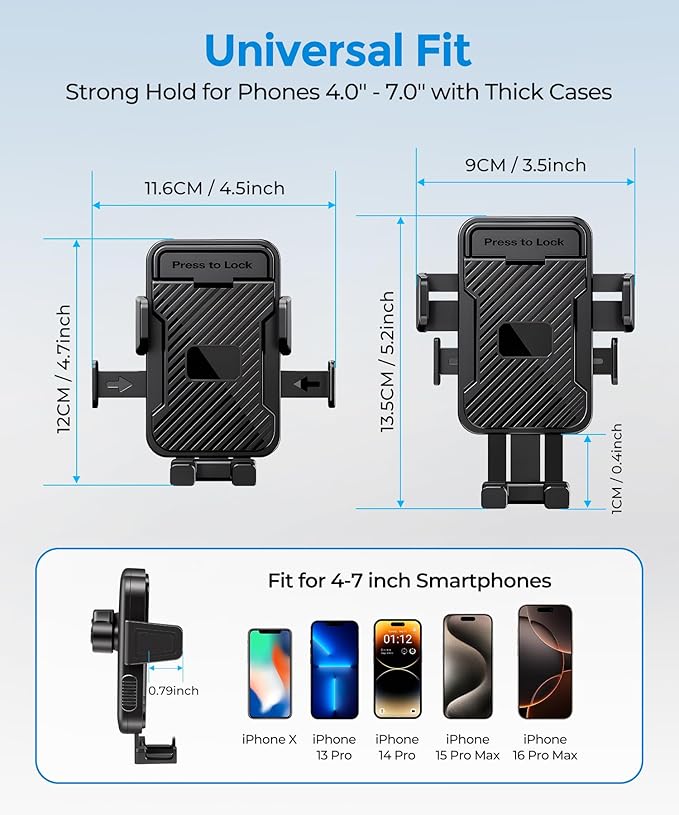 Cup Phone Mount for Car, Cup Holder,Universal Cup Phone Cradle Holder with Long and Adjustable Neck, Fits iPhone/Samsung/Motorola/Google/LG/TCL & 4.0-7.0 Inch Smartphones