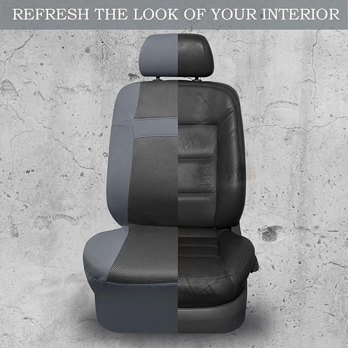 CAR PASS Seat Cover Full Sets, 3D Air Mesh Car Seat Cover with 5mm Composite Sponge Inside,Airbag Compatible Universal Fit for SUV,Vans,sedans, Trucks, Automotive Interior Covers(Pure Gray)