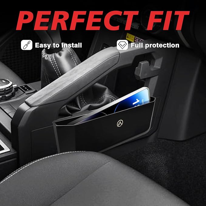 Muslogy Center Console Organizer Compatible with 2024 2025 2026 Toyota Tacoma & 2025+ 4Runner Accessories Middle Console Hanging Storage Box Passenger Side Phone Pocket with Anti-Slip Mat (A Style)