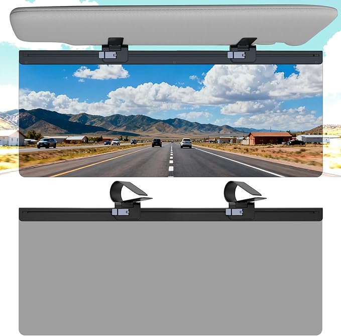 Sun Visor Extender for Car, Visor Extender Attachment for Car, Adjustable Visor Extender Sun Blocker UV400, Polarized Sun Visor Extender, Anti-Glare, UV Protector (2 Pack, Large)