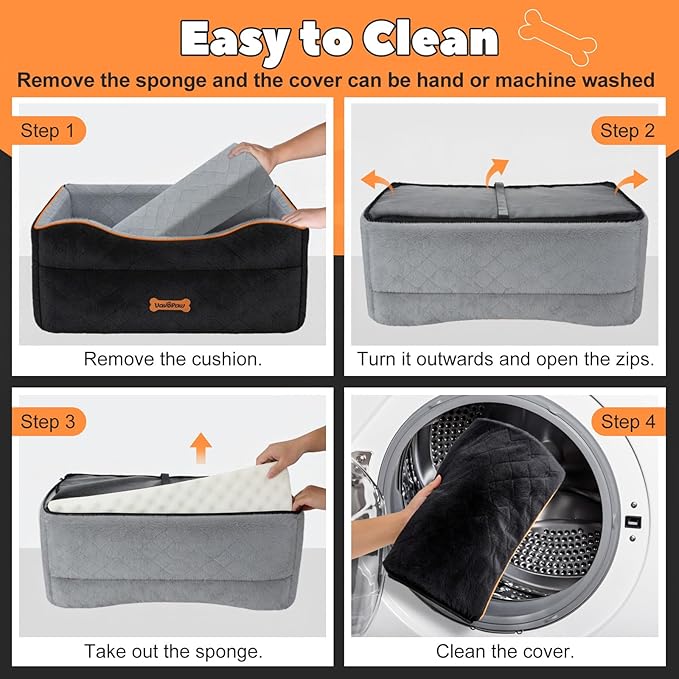 VavoPaw Dog Car Seat for Medium Dog, Dogs Booster Seat Under 50Lbs or 2 Small Dogs Washable, Pet Car Seats with 2 Safety Leashes, Pets Sofa Bed Cushion Add Thick Sponge, Pet Cars Carrier for Travel