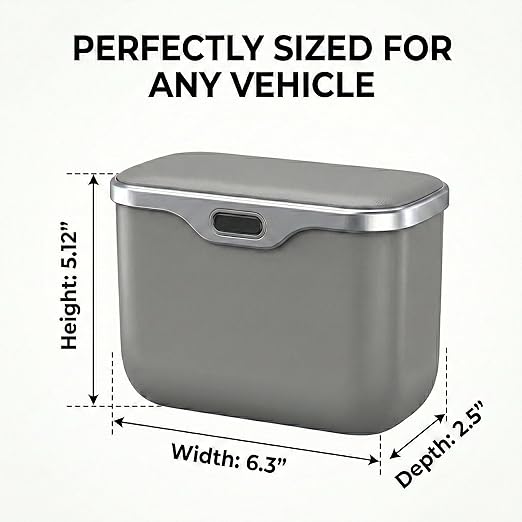Car Trash Can with Lid - Leakproof Hanging Car Garbage Bin for Door & Seat Back - Waterproof Auto Trash Bag & Multifunctional Storage Organizer for SUV, Truck, Sedan (Gary)