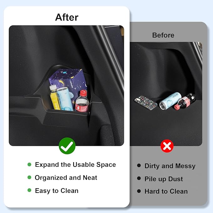 Topfit Trunk Storage Bins for Tesla Model Y Juniper, TPE Organizers with Carpeted Lid, Trunk Rear Side Storage Box for Tesla Model Y Accessories 2025 2026